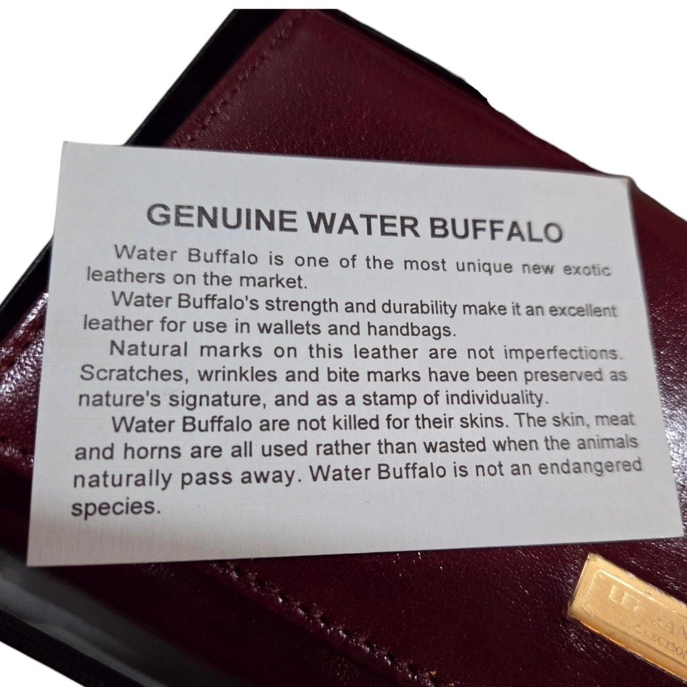 Lee Sands - Genuine Water Buffalo Leather Quality Burgundy Wallet w/Key Chain - Picture 6 of 13